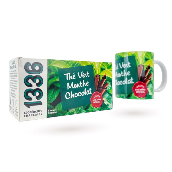 Lot boite Thé Vert Menthe Chocolat & Grande tasse assortie