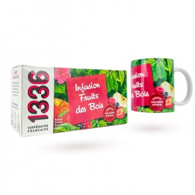 LOT BOITE INFUSION FRUITS DES BOIS 1336 & MUG ASSORTI