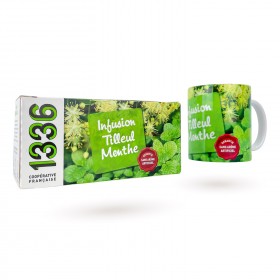 LOT BOITE INFUSION TILLEUL MENTHE 1336 & MUG ASSORTI