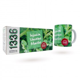 LOT BOITE INFUSION VERVEINE MENTHE 1336 & MUG ASSORTI