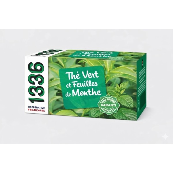 Thé Vert et feuilles de Menthe